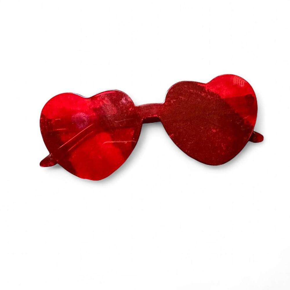 Heart Shaped Bright Red Y2K 90s Summer Pool Party Vibes Sunglasses — One Size
